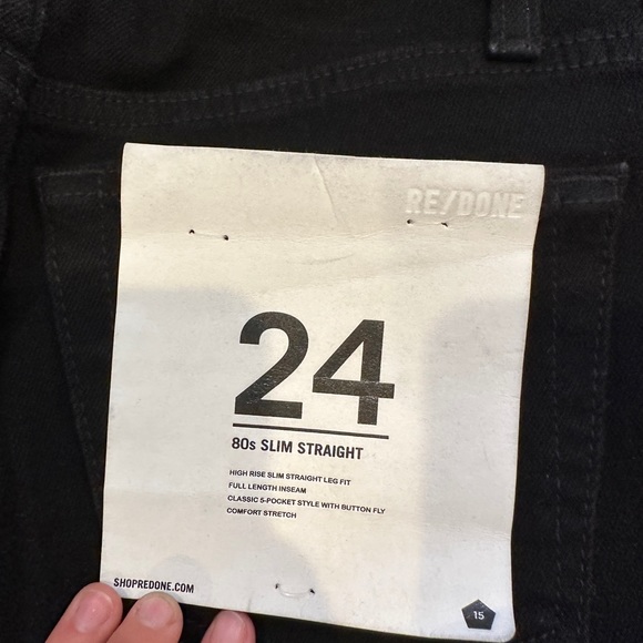 NWT Re/Done 80s Slim Straight Jeans Jet Black Size 24 - Picture 6 of 7